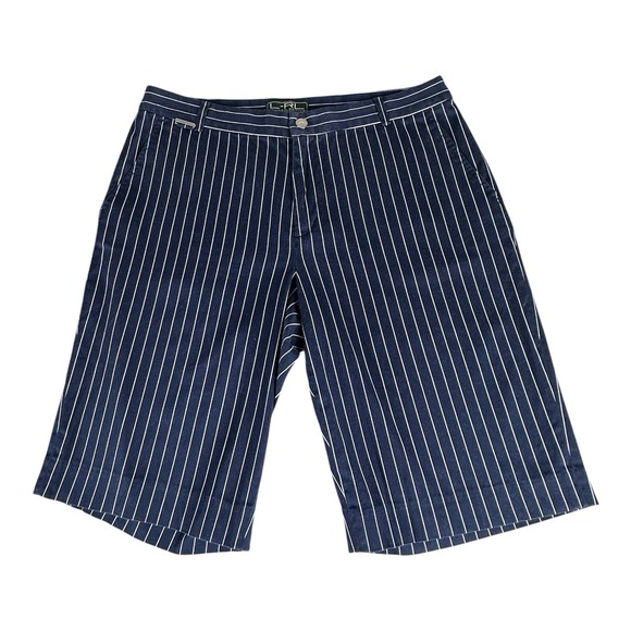Lauren Ralph Lauren Pants - Ralph Lauren Active Women's Cotton Shorts Size 12 Navy Blue White‎ Pinstripe